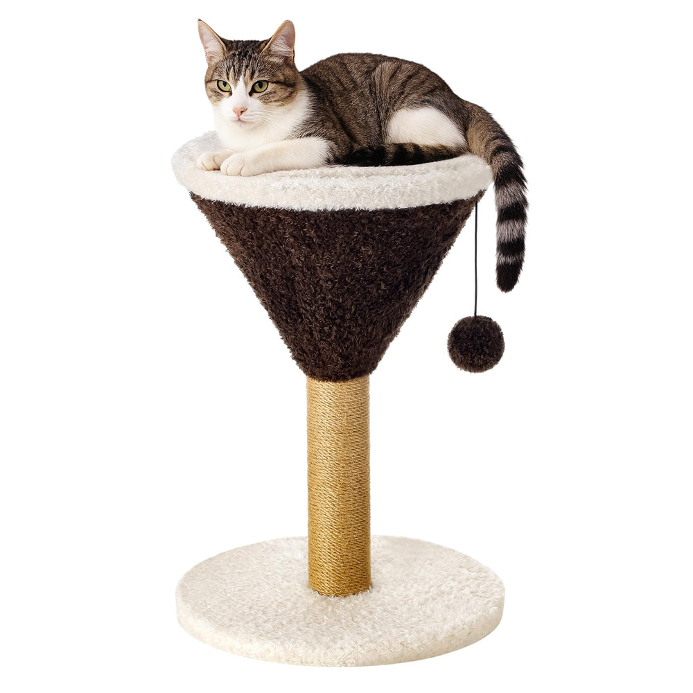 Sosation Espresso Martini cat post assembly shows sturdy design for long-lasting scratching.