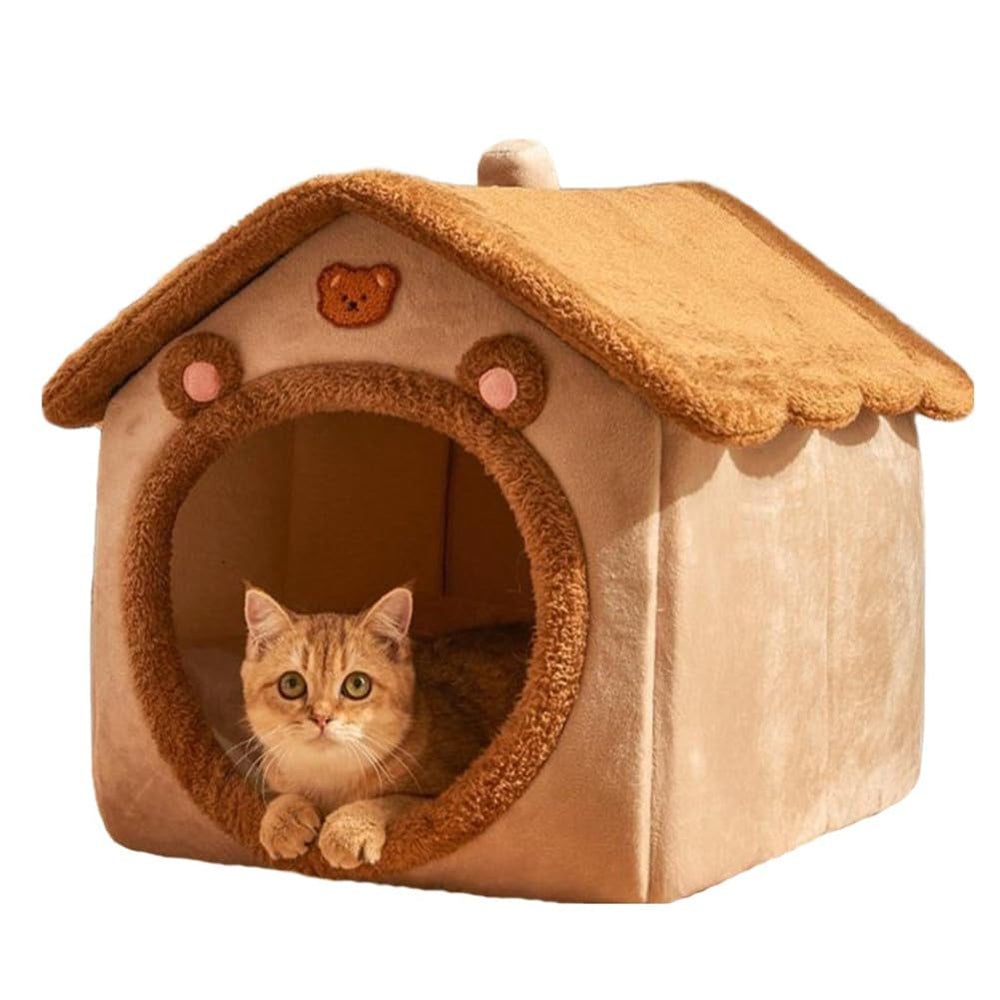 Sothuba bear-shape cat bed offers a cozy snuggle spot for indoor cats.