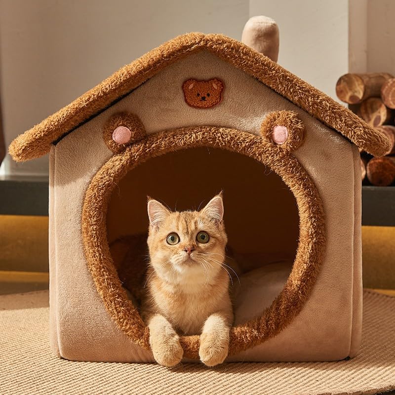 Sothuba cat bed bear-ears-design creates a playful, inviting hideaway for cats.