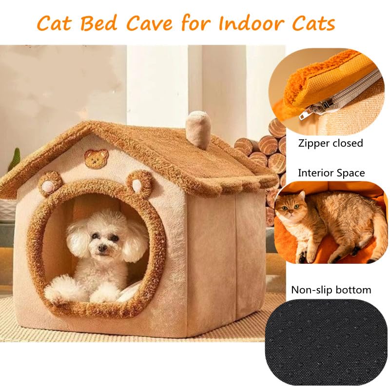 Sothuba cat bed non-slip bottom keeps the cozy retreat in place.
