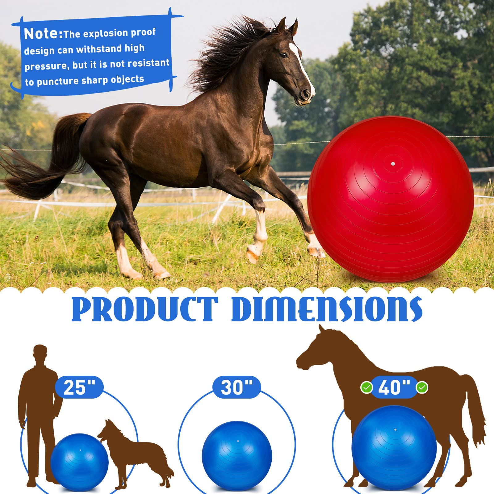 Sotiff two-pack red 40-inch horse ball boosts confidence during exercise