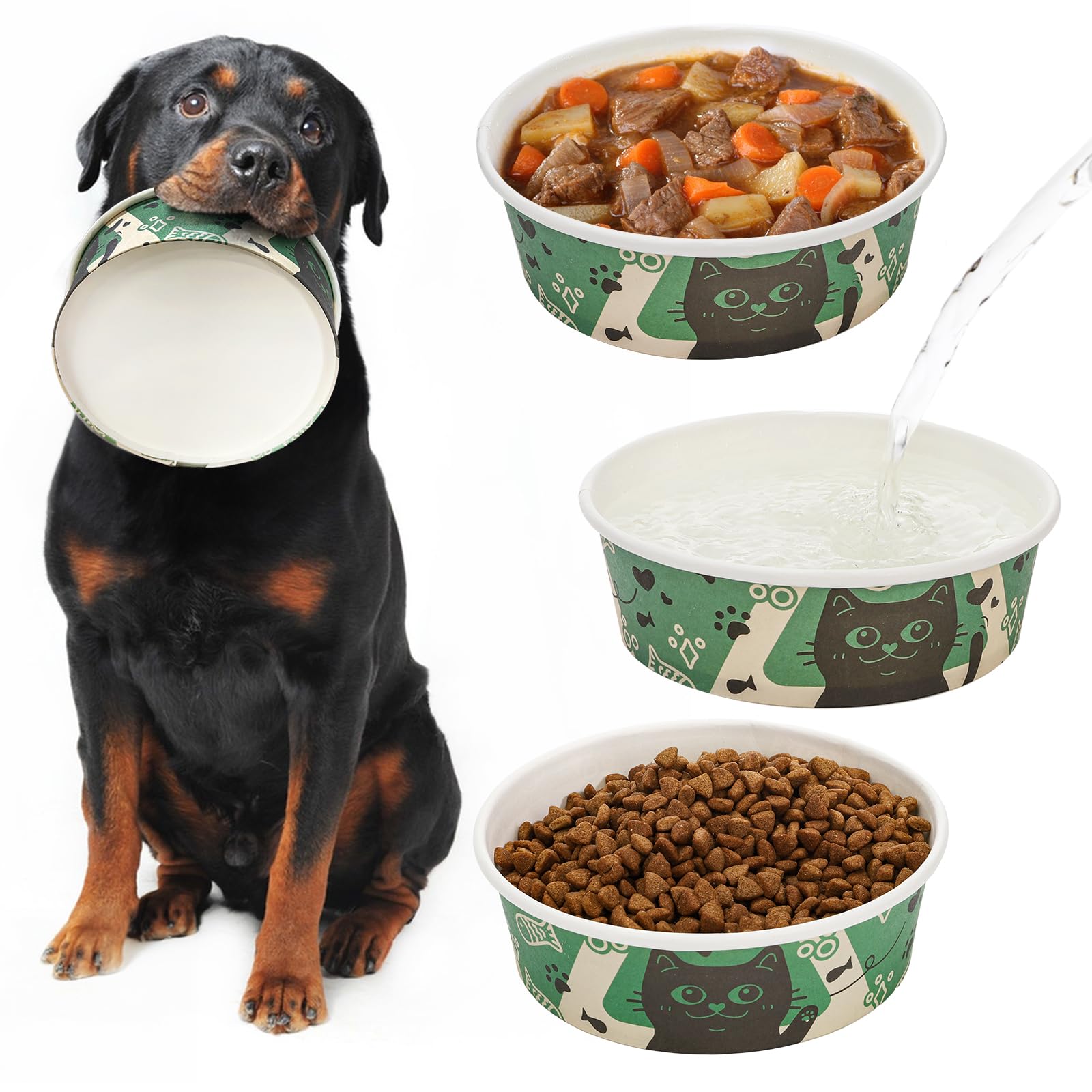 SOUJOY cat and dog bowls shown for multi-use dry or wet food.