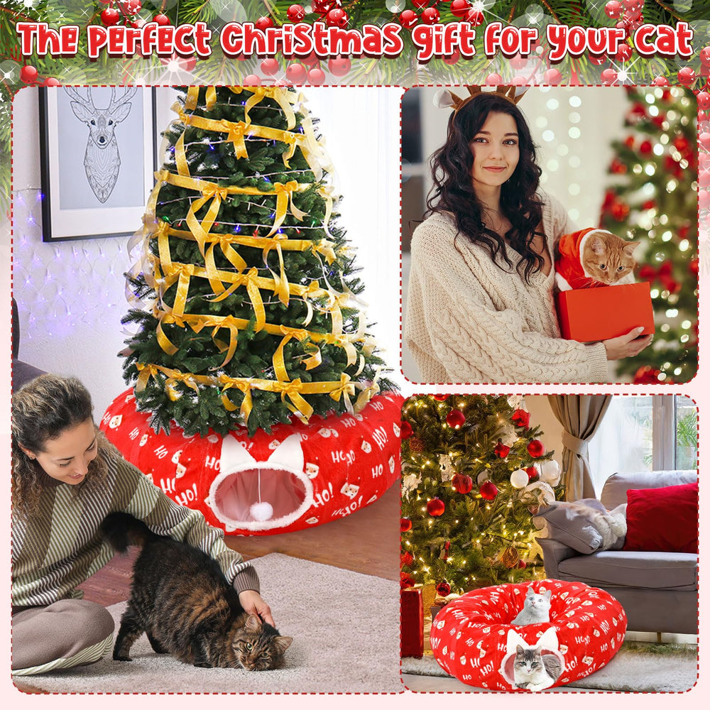 Soulchen Christmas cat tunnel bed washable-cushion offers easy cleaning