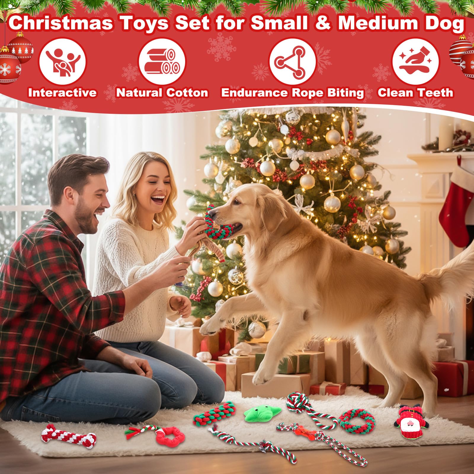 Soulchen Santa plush dog toy for cuddling and holiday photos