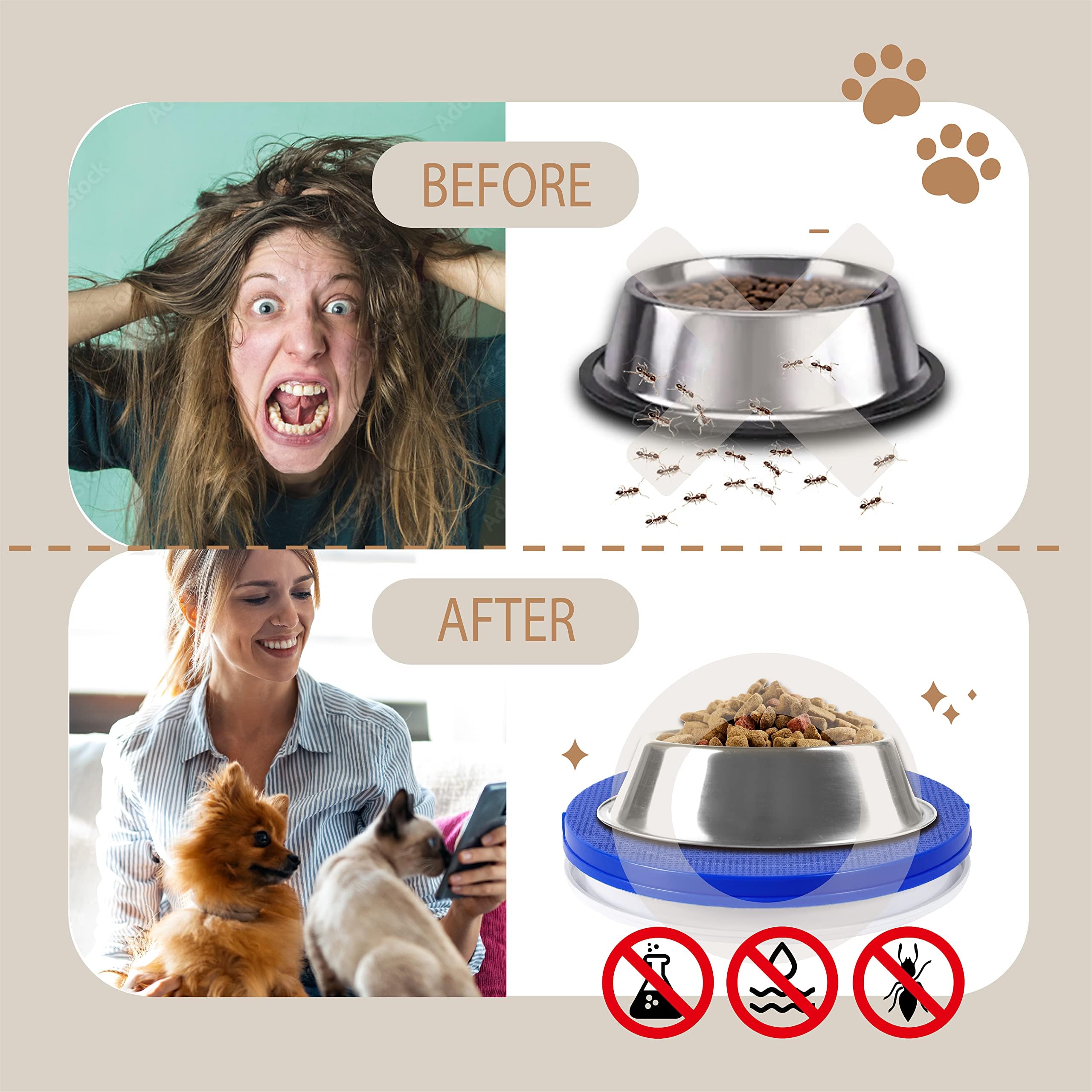 SoulThink Ant Proof Bowl Tray easy-clean-design conveys simple maintenance.