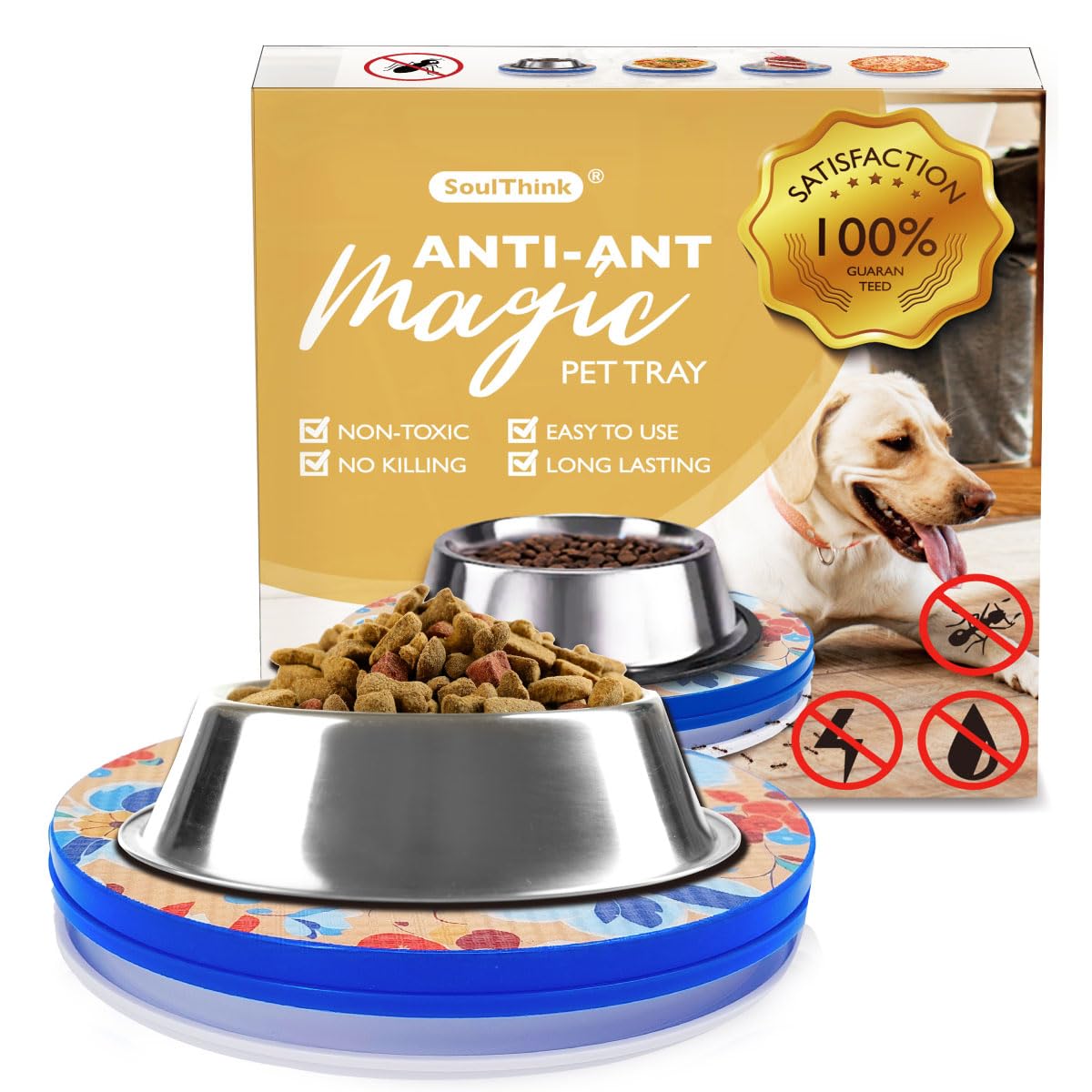 SoulThink ant proof bowl tray orchid closeup keeps pet meals ant-free.