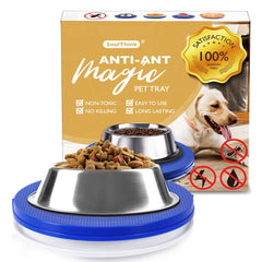 SoulThink Ant Proof Bowl Tray closeup shows chemical-free protection for indoor pet feeding.