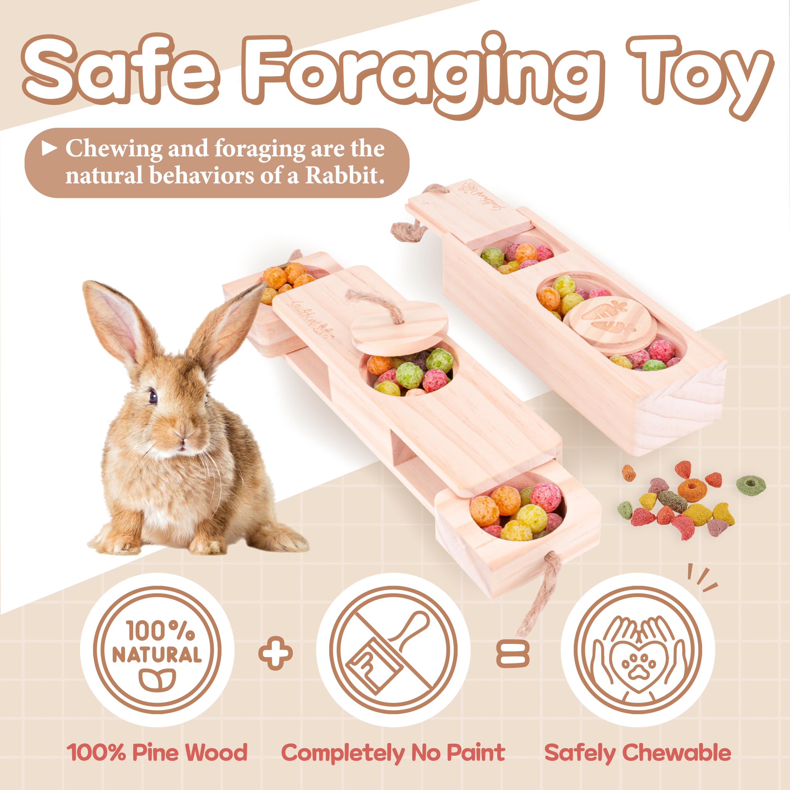 SoulThink bigger-bowl rabbit-toy solid-wood for larger nibblers and longer play sessions.
