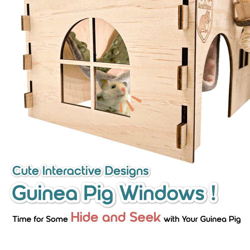 SoulThink guinea pig hideout dimensions illustrate compact footprint and roomy interior.