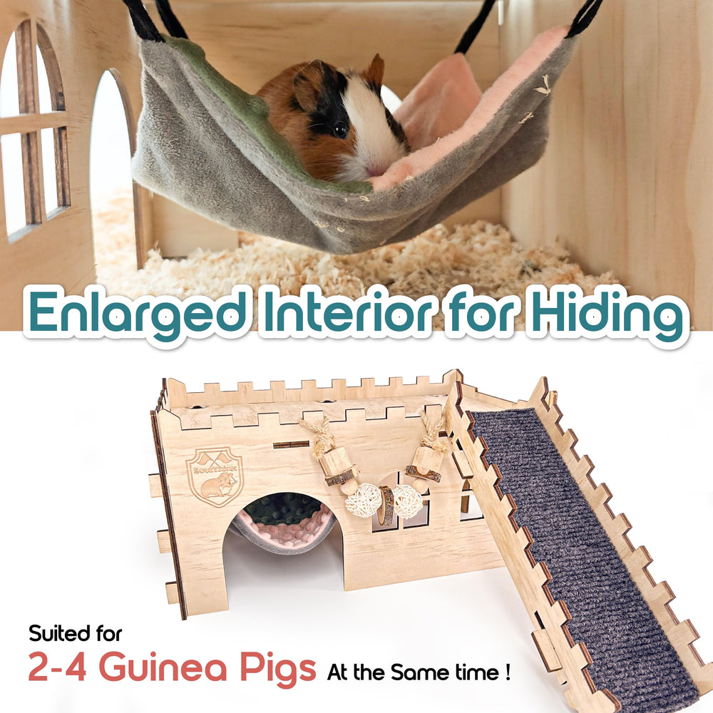 SoulThink guinea pig hideout with chew toys for safe enrichment.