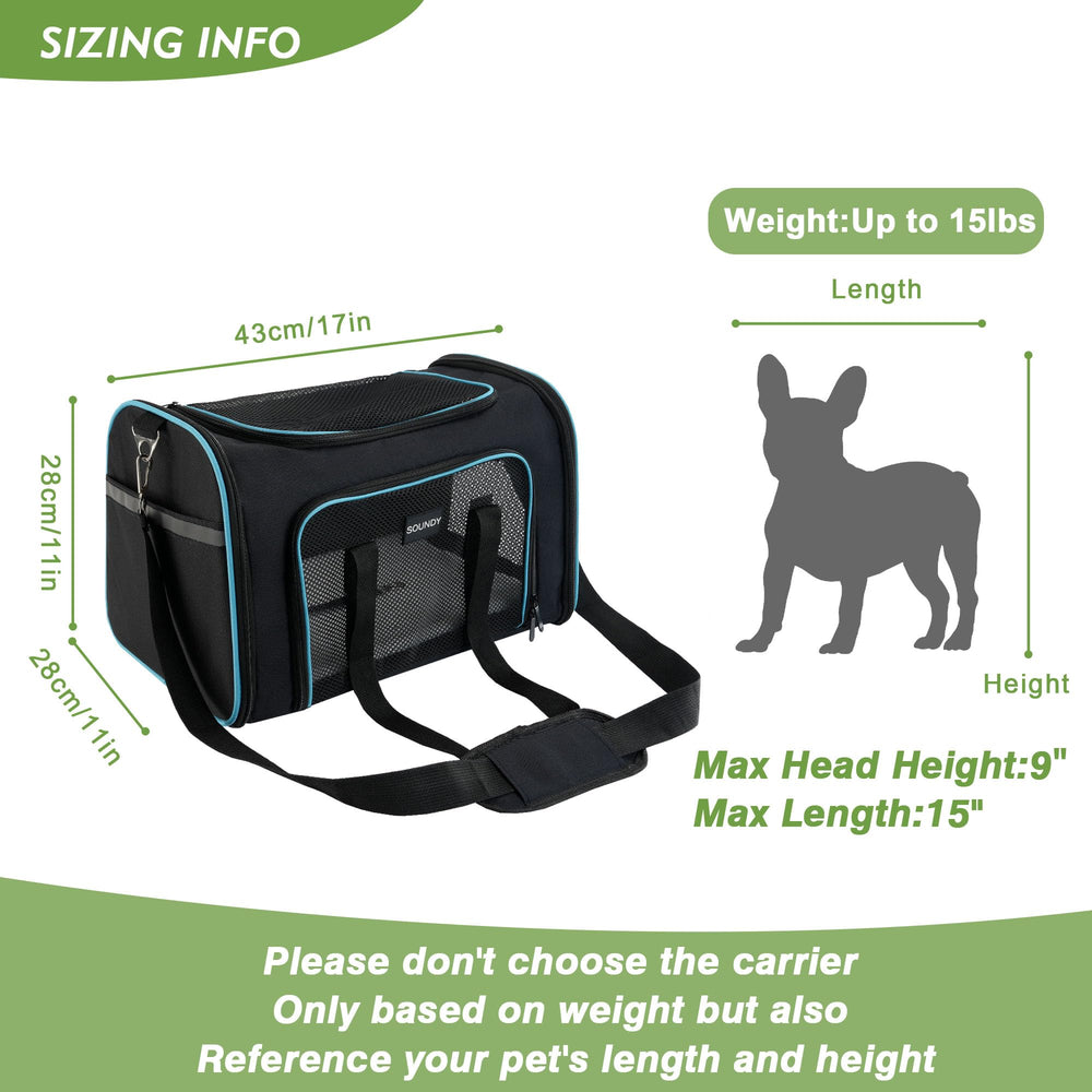 Soundy carrier breathable mesh emphasizes ventilation for pets during trips