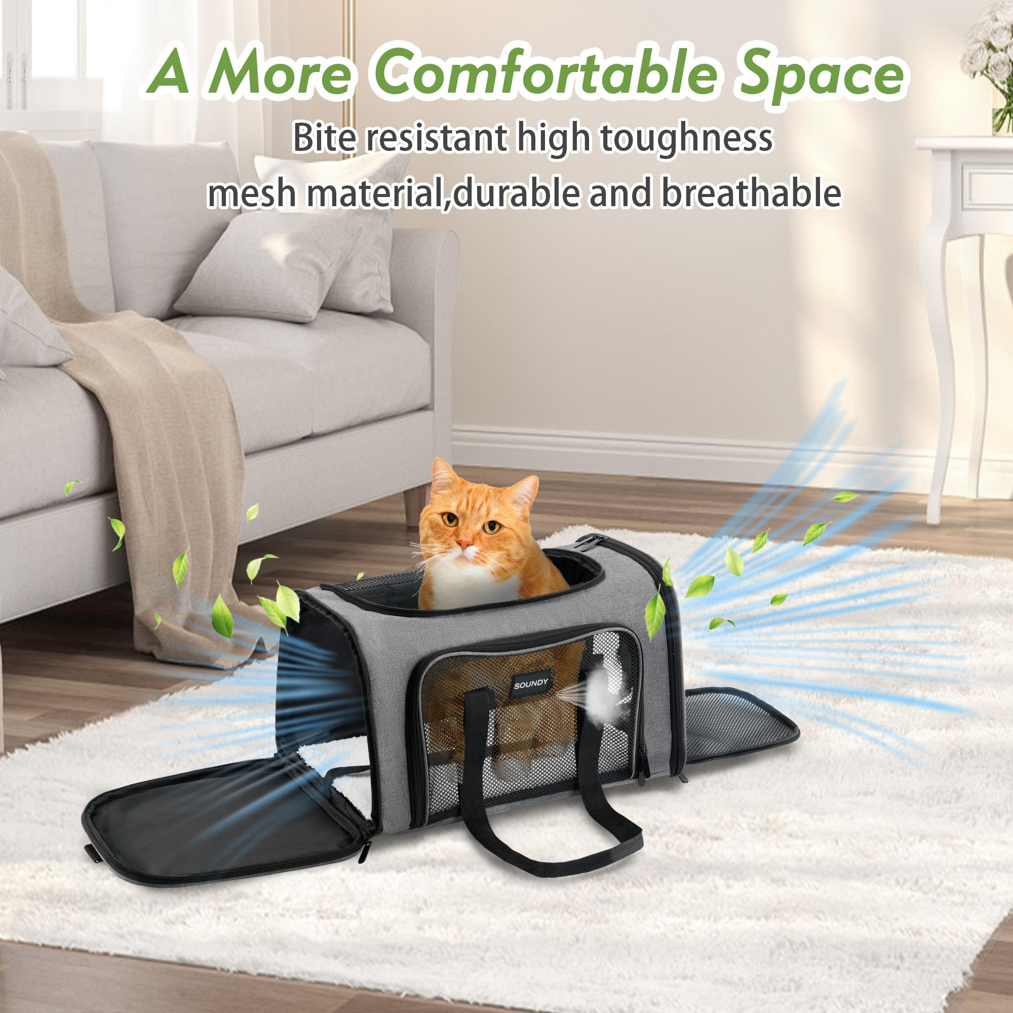 Soundy carrier folded flat for compact luggage storage.