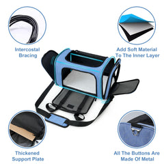 Soundy large cat carrier front-open shows roomy interior for pets up to 25 lbs