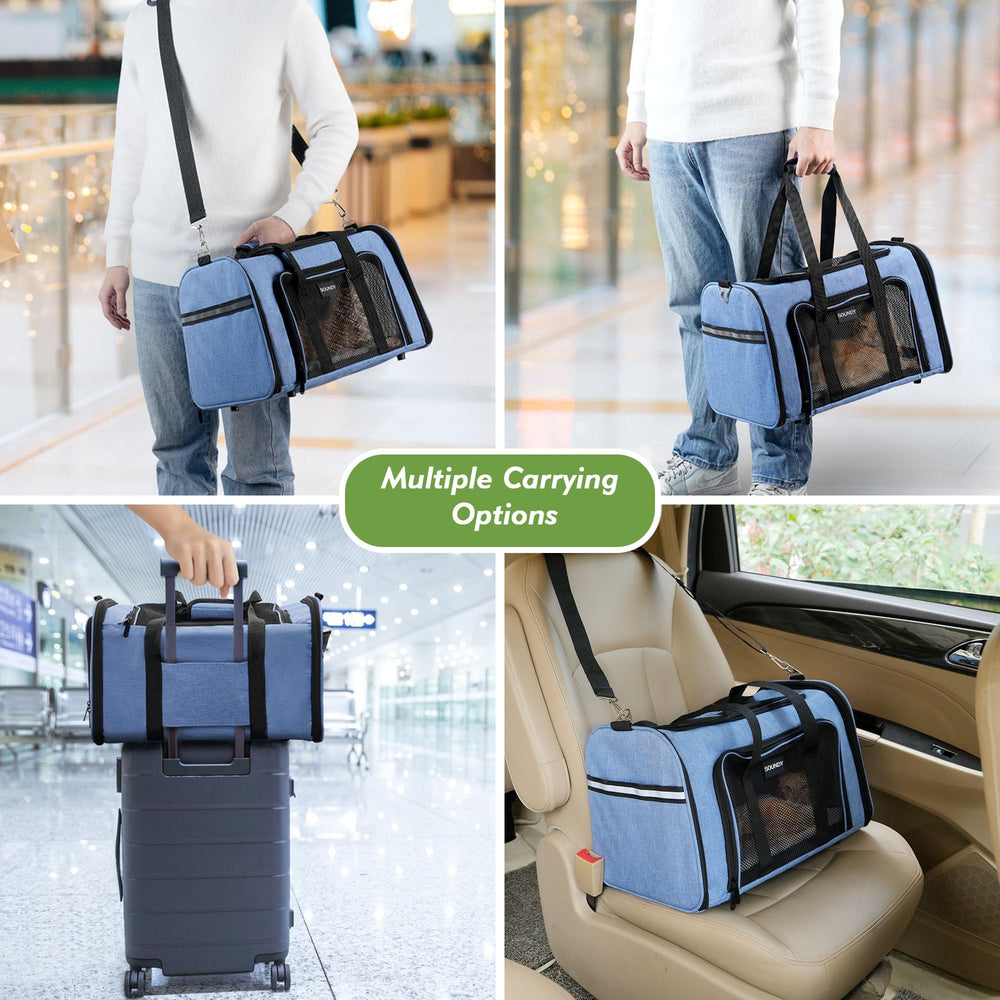 Soundy large cat carrier durable polyester and reinforced frame design