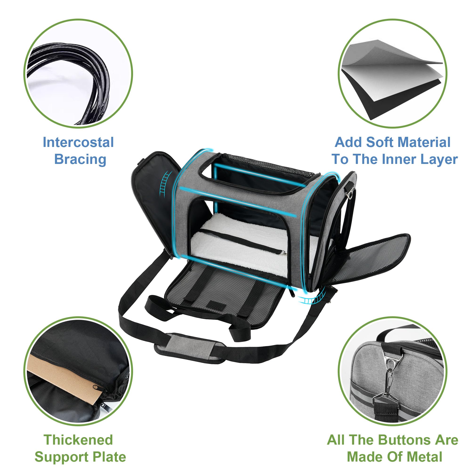 Soundy large cat carrier reinforced frame provides sturdy support.