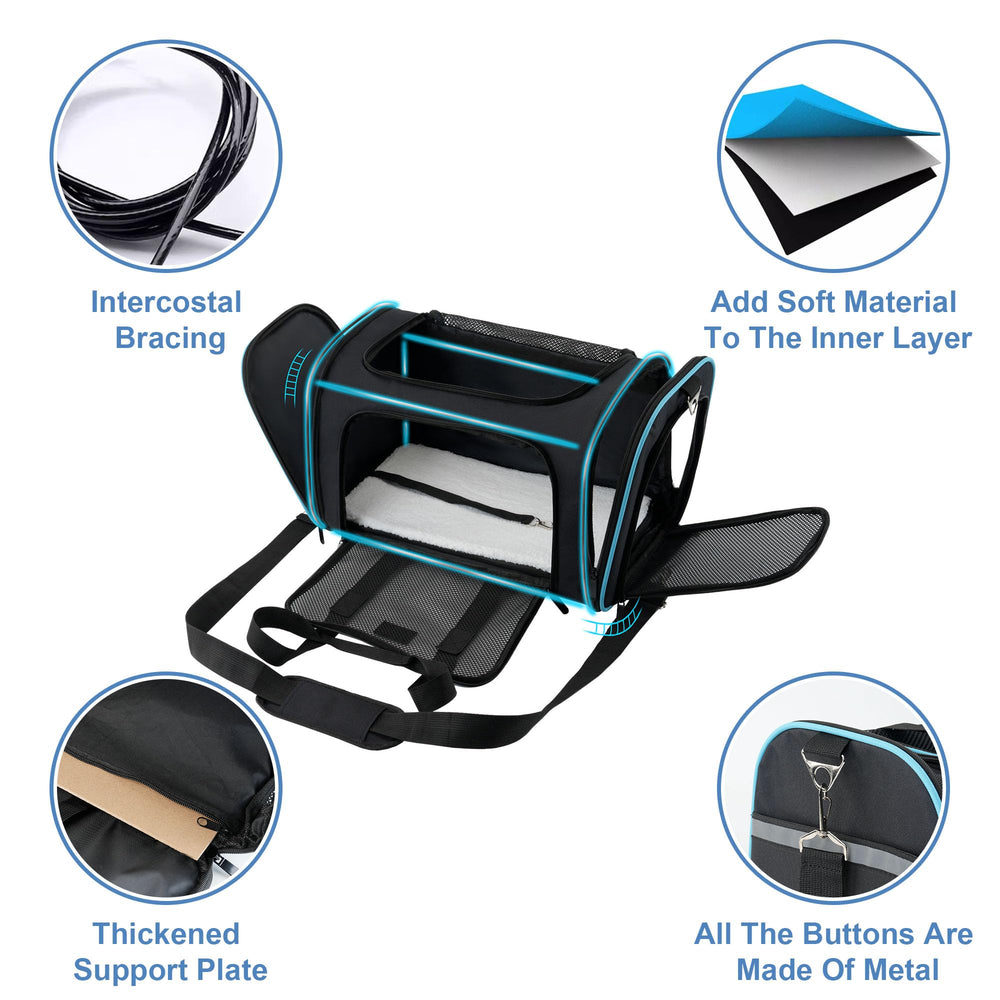 Soundy large cat carrier removable base and soft pad for comfort