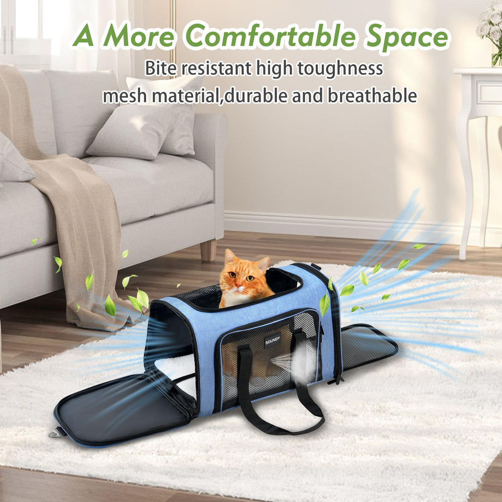 Soundy large cat carrier shoulder strap ready for car-seat travel
