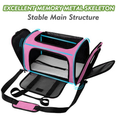 Soundy Large Pink Cat Carrier with shoulder strap in use for car travel