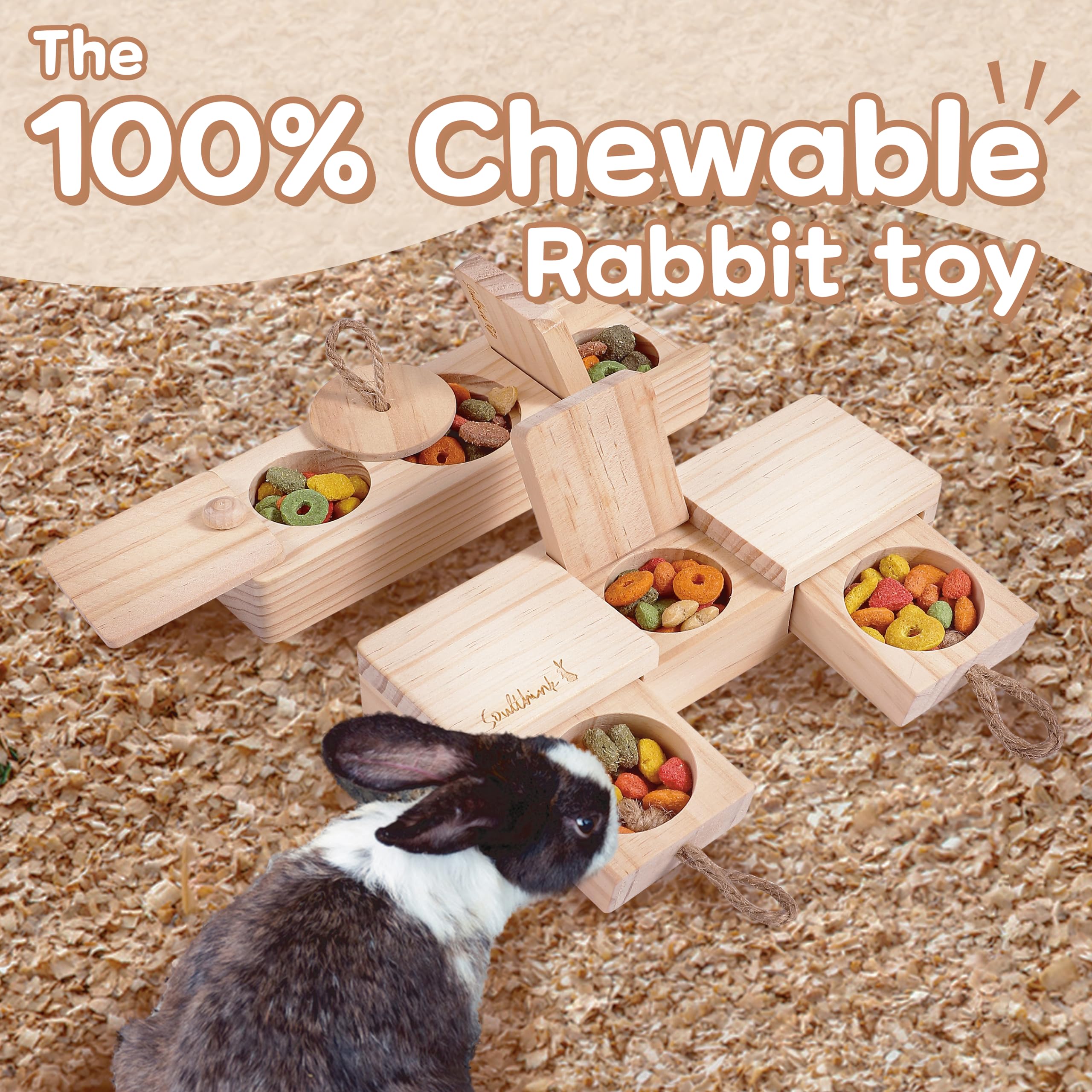 southink patented puzzle foraging rabbit toy close-up