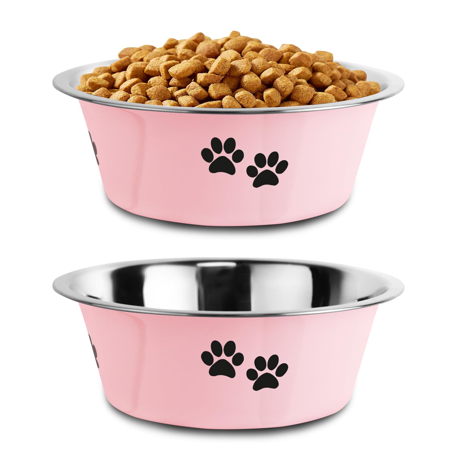SOUXU plato para perros de acero inoxidable rosa, 29oz, comodidad al comer