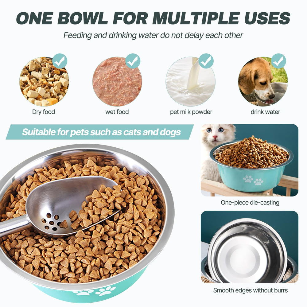 SOUXU green bowl atop floor-protecting foot mat for scratch-free feeding.