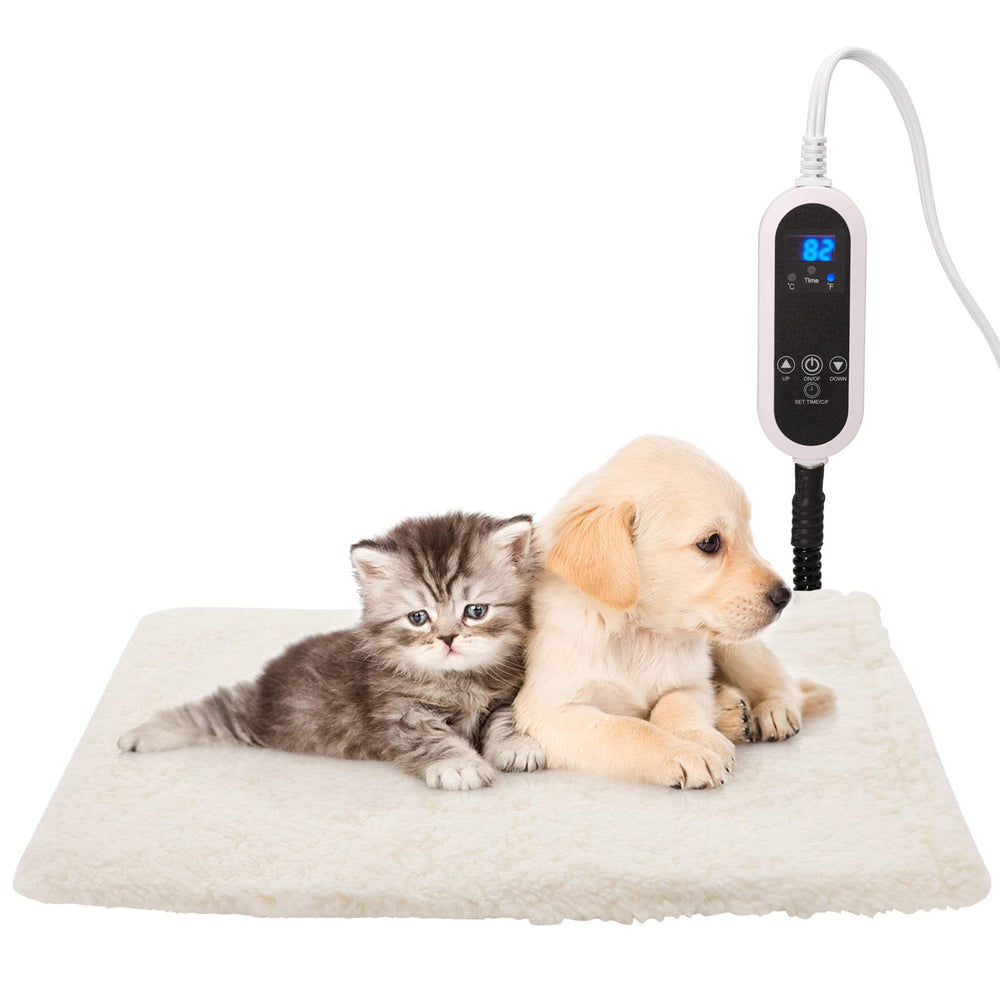 SOVPAIT pet heating pad with LED display showing real-time temperature for safe comfort.