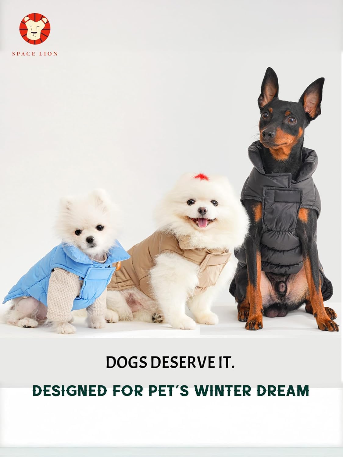 Space Lion down-filled coat with five-layer structure emphasizes lightweight warmth without bulk.
