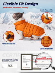 SPACE LION dog puffer jacket fabric close-up highlights water-repellency