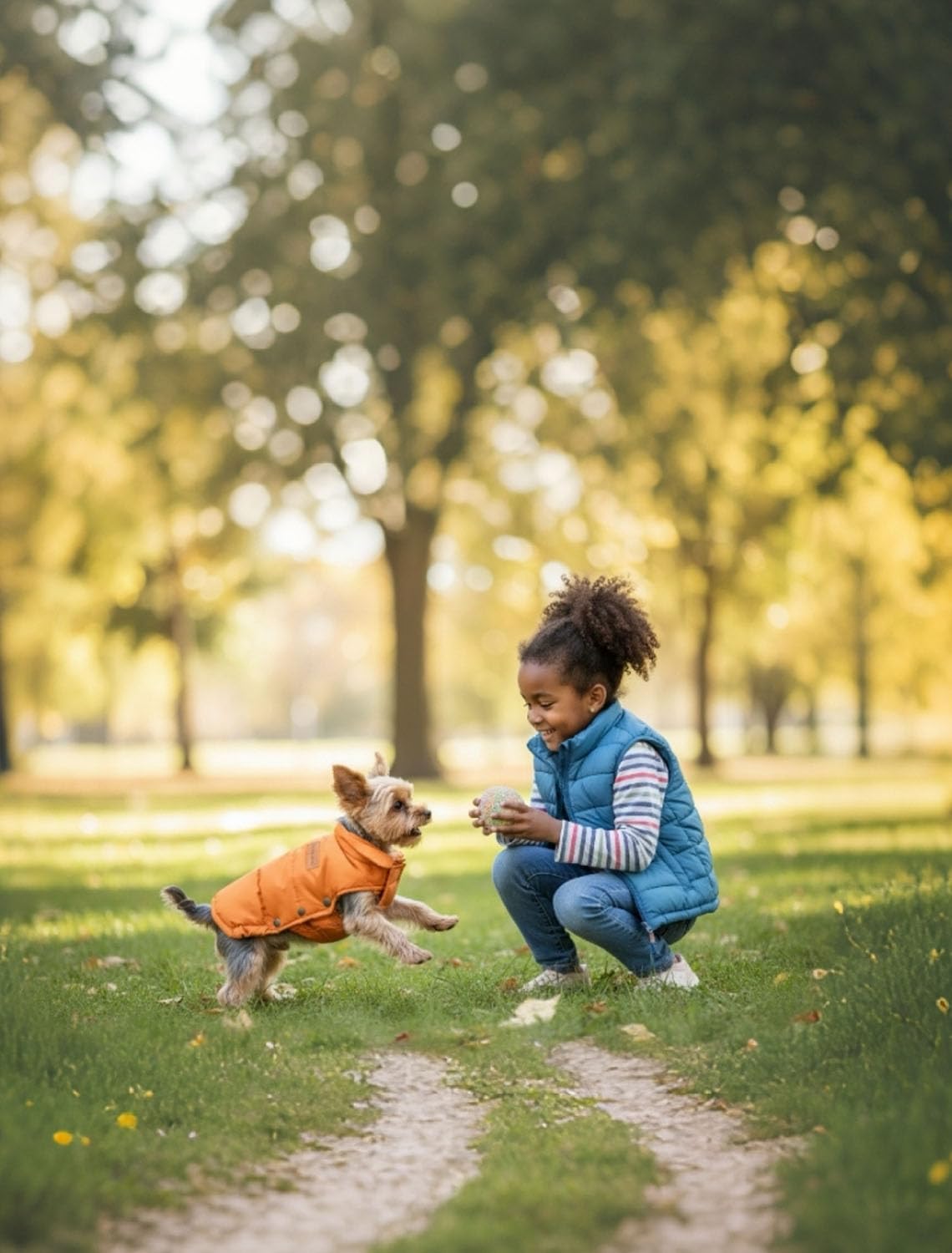 SPACE LION dog puffer jacket back leash hole for harness compatibility.