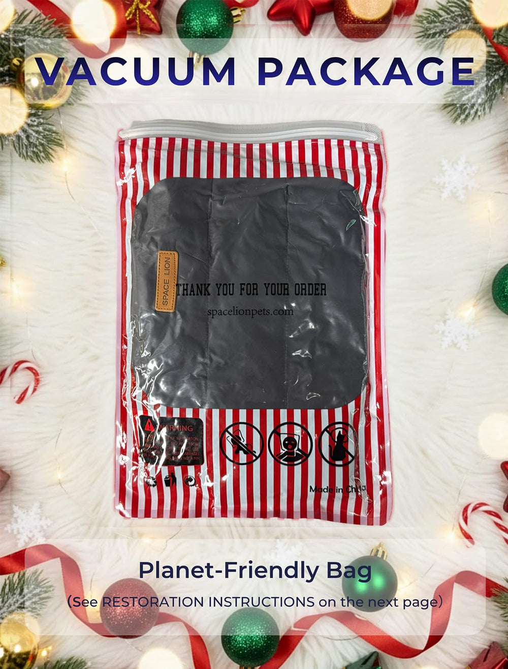 SPACE LION water-repellent and windproof fabric keeps dogs drier outdoors.