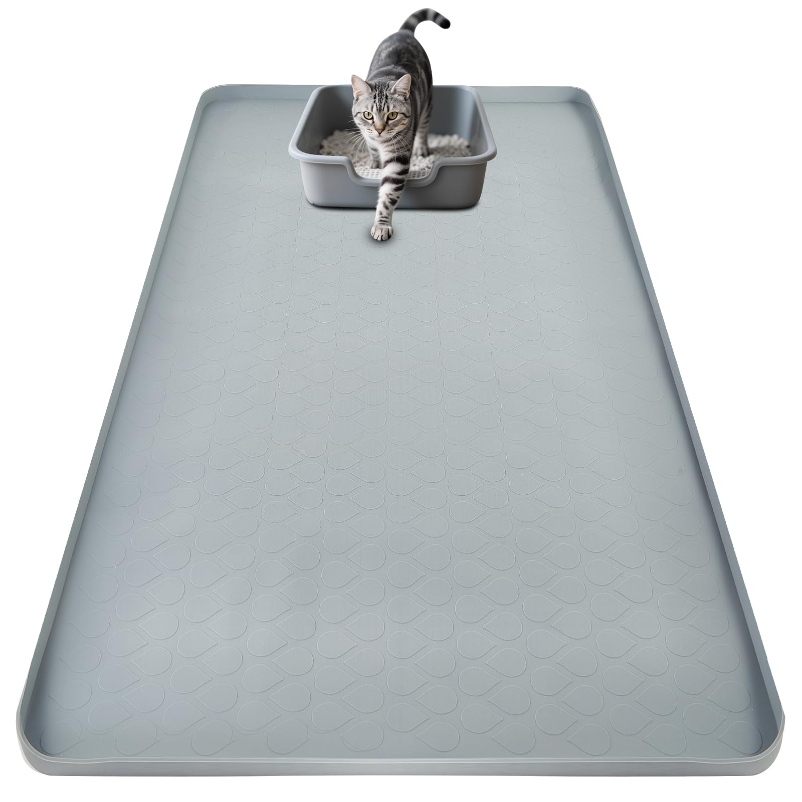 SpaceTime 34x22 large cat litter mat shows wide coverage