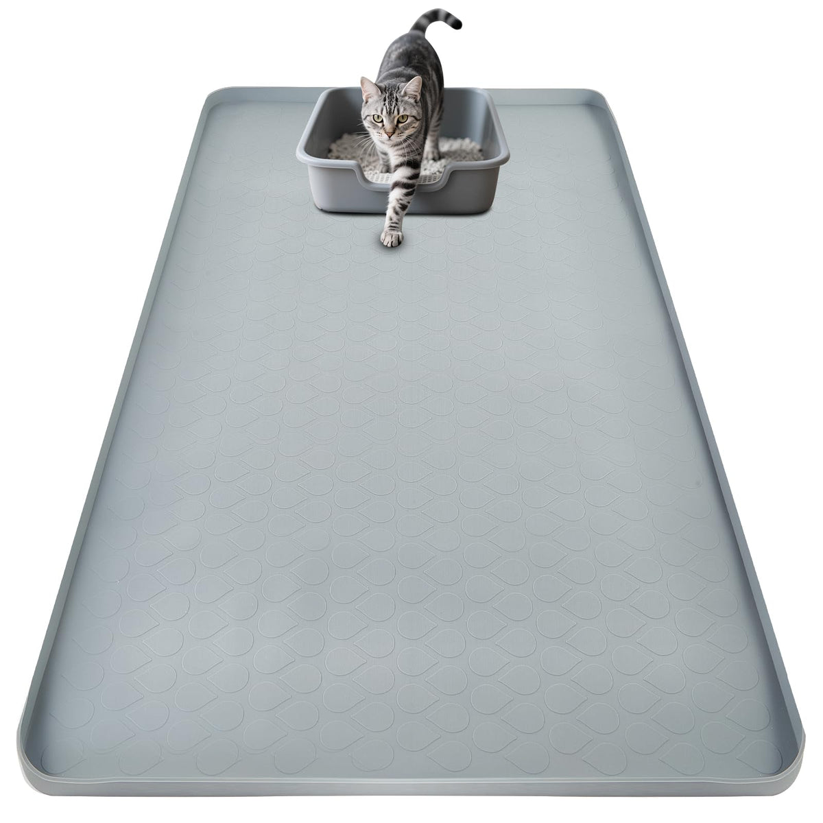 SpaceTime 34x22 large cat litter mat shows wide coverage