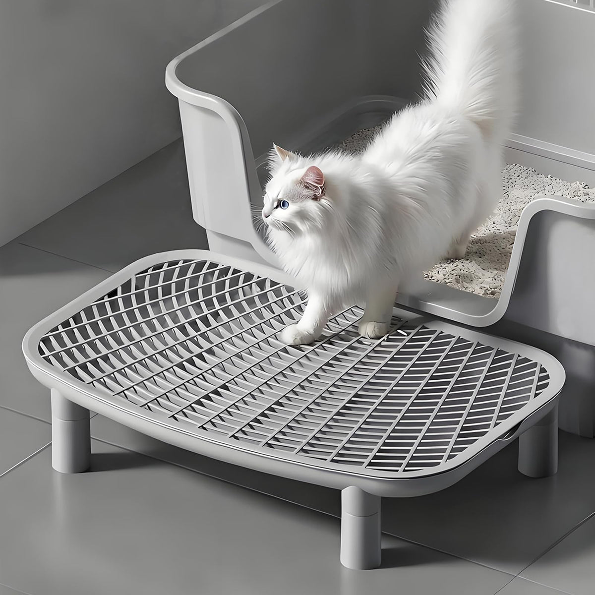 SpaceTime cat litter mat elevated ramp eases entry for seniors