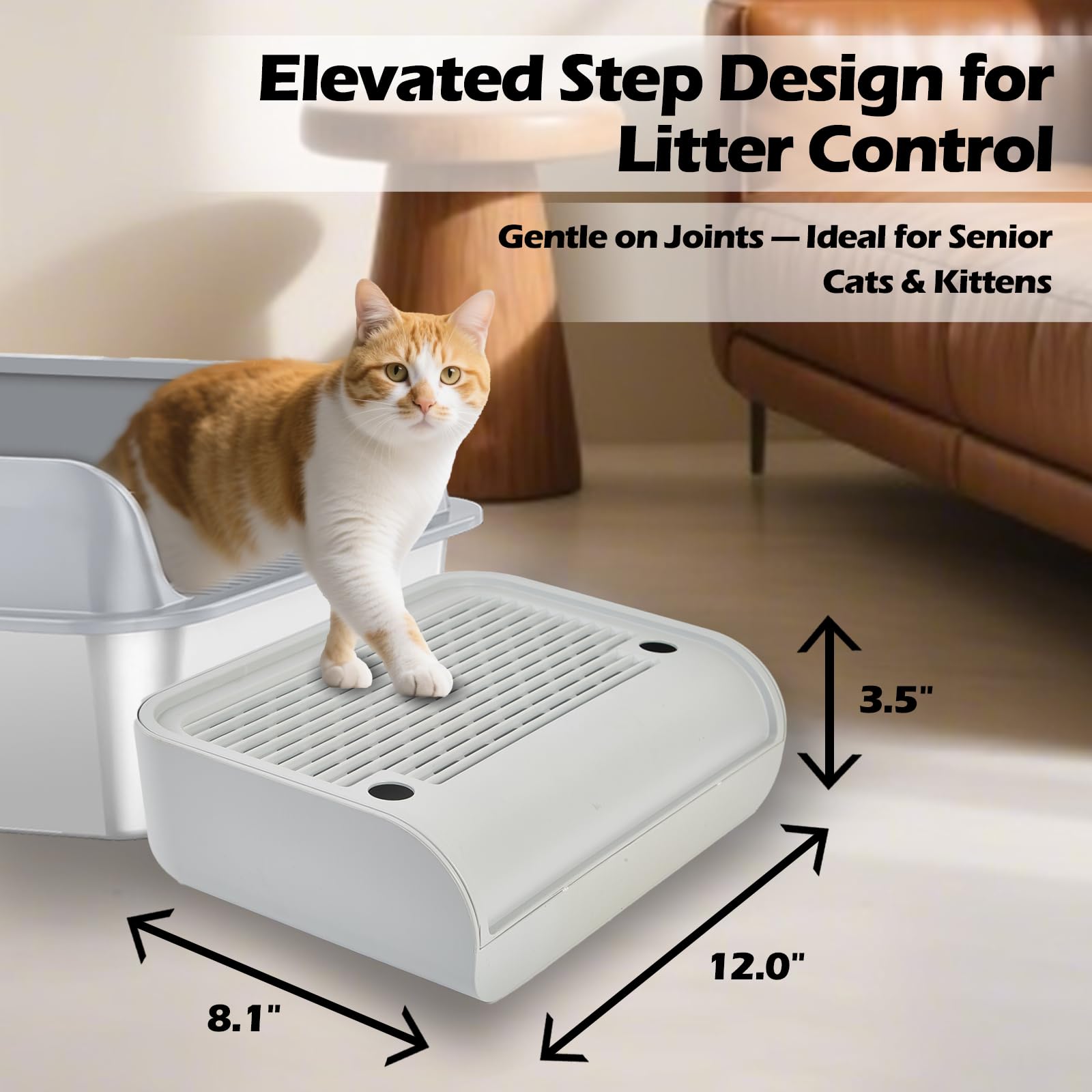 SpaceTime litter-trapping surface captures paw debris after use for a cleaner space