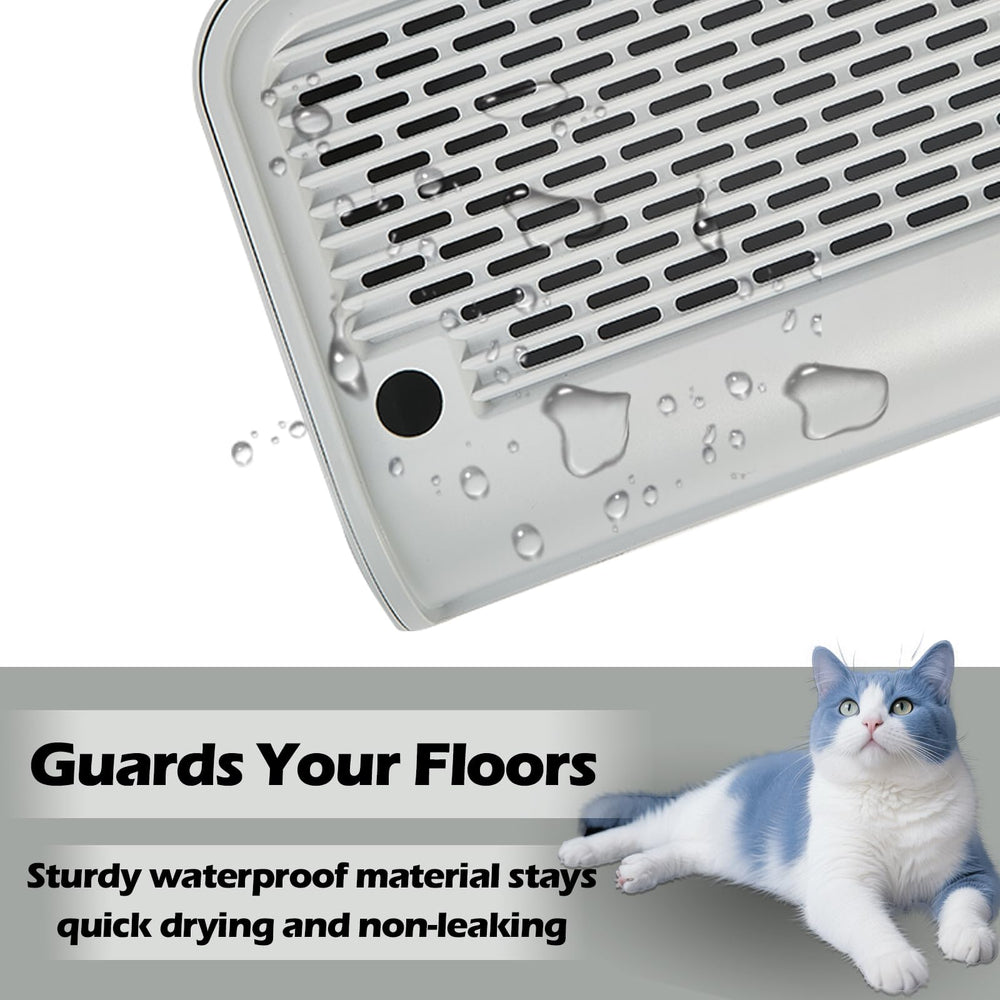 SpaceTime arc-shaped mat fits under most litter boxes for easy setup
