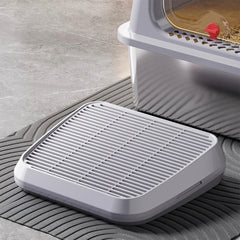 SpaceTime elevated cat litter mat ramp-entry shows easy access for senior cats.