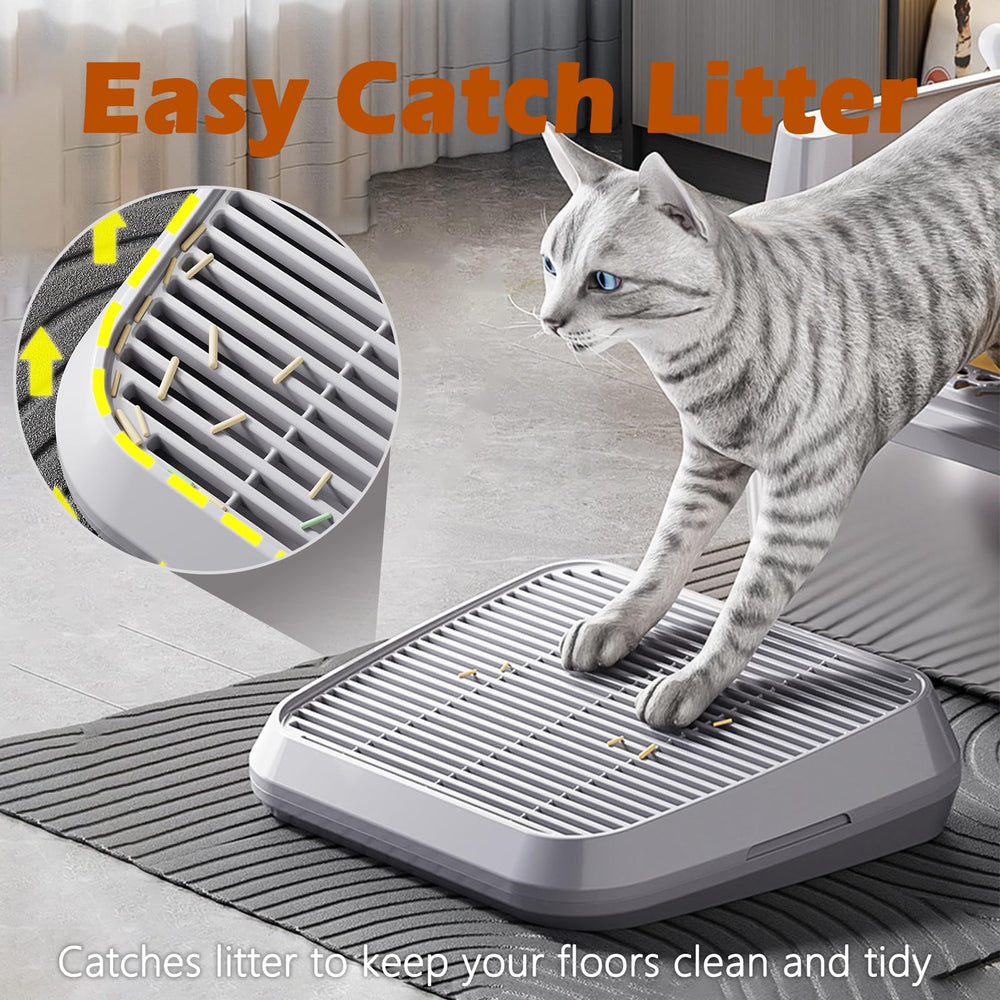 SpaceTime elevated cat litter mat washable-construction for quick cleaning after messy sessions.