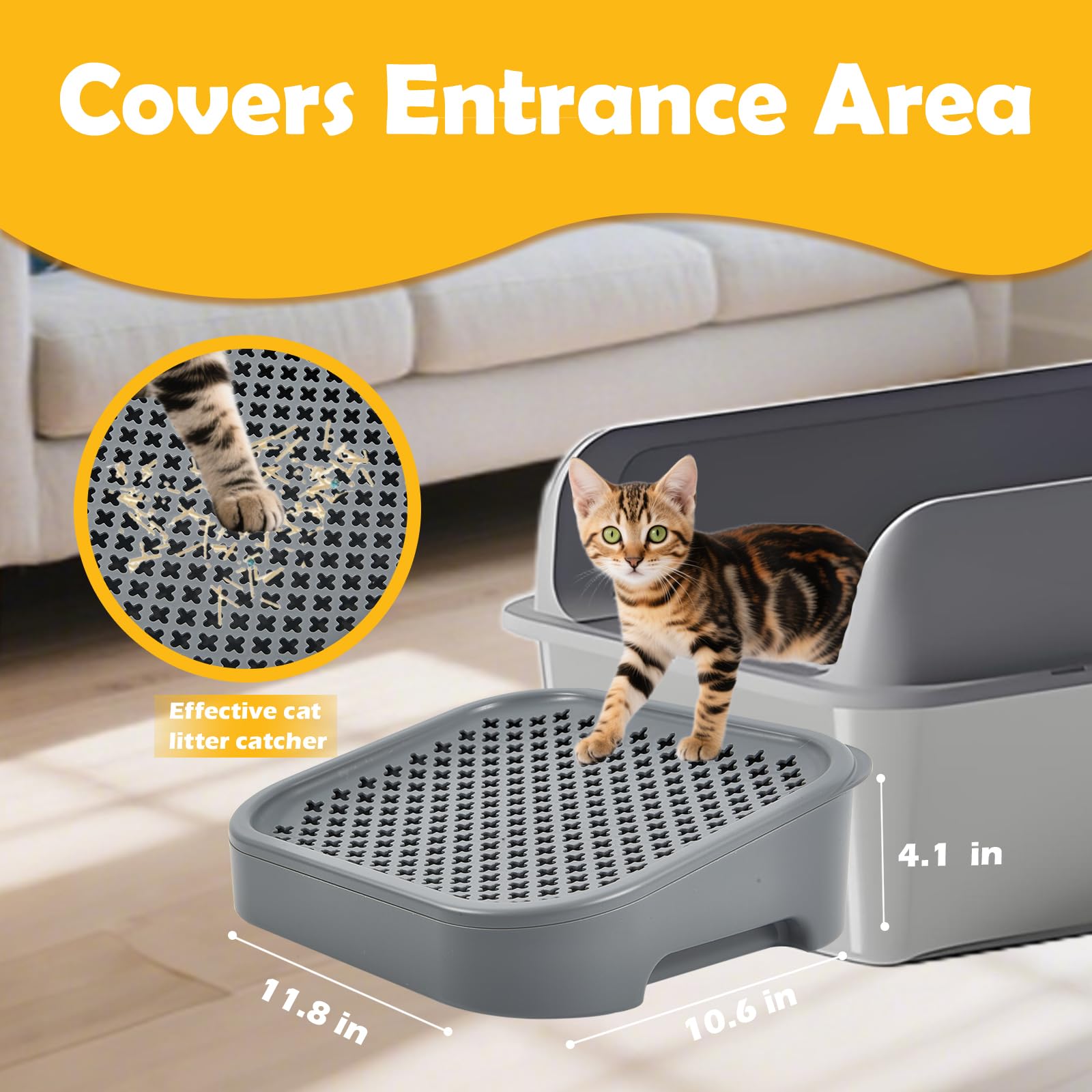 SpaceTime litter mat textured surface traps litter from paws after each use