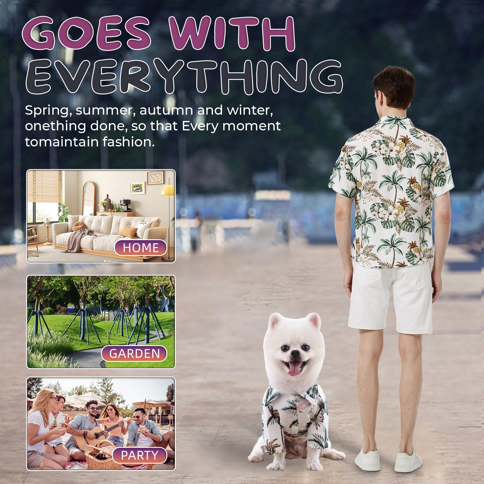 Spajoy Hawaii dog shirt floral-pattern highlights stylish summer vibes.