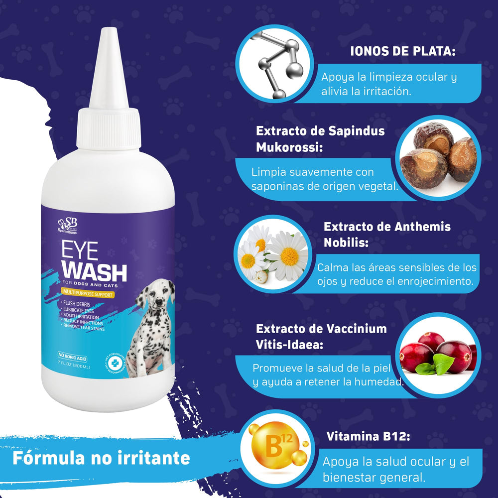 Spanielbuns eye wash gentle application shows easy, controlled eye care.