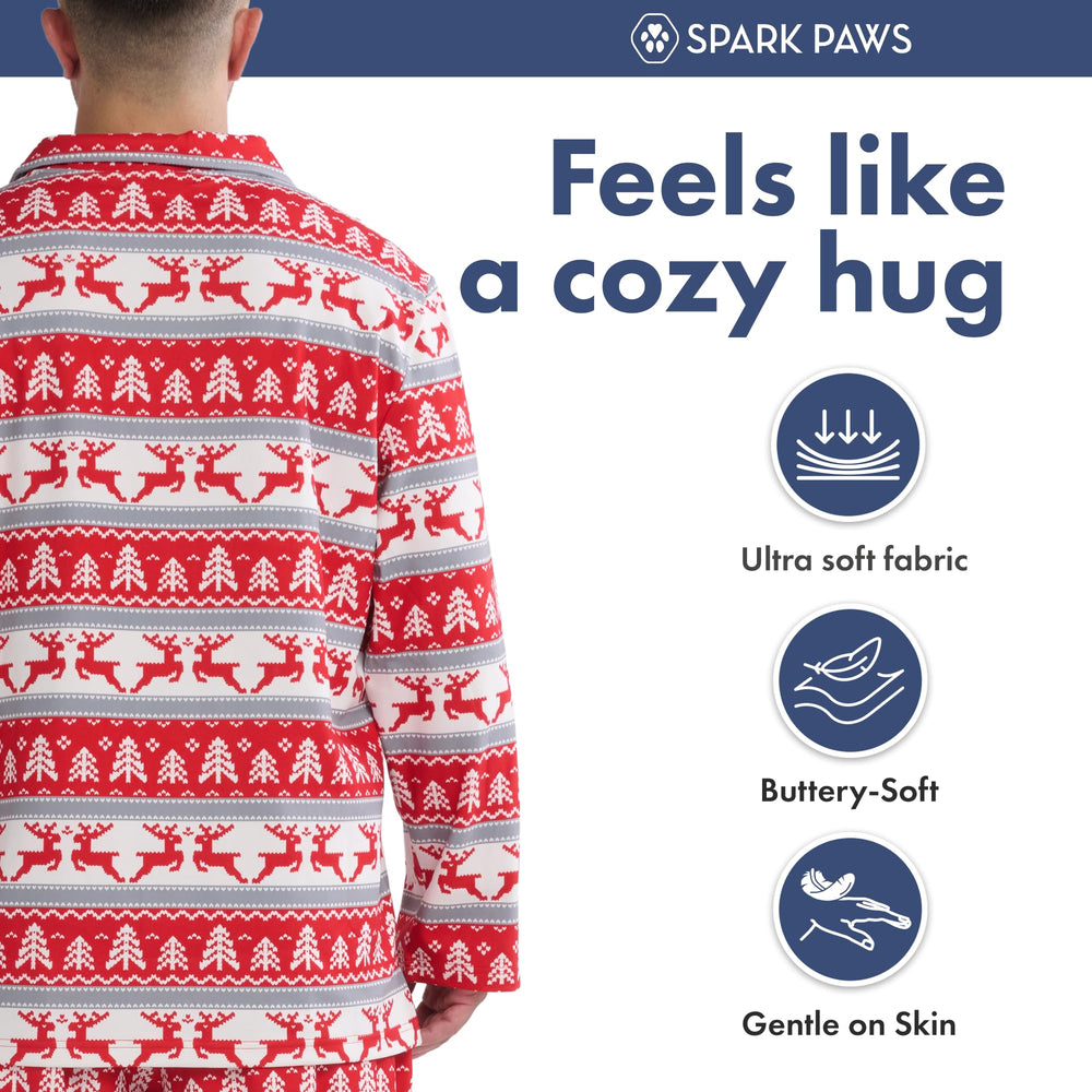 Spark Paws Christmas matching dog-owner pajama top family set for coordinated holiday outfits.