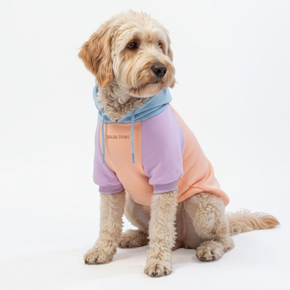 Spark Paws dog hoodie closeup highlights butter-stretch fabric for flexible movement and cozy warmth