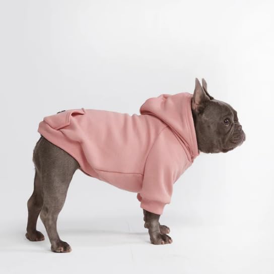 Spark Paws dog hoodie dusty pink front view with cozy fleece