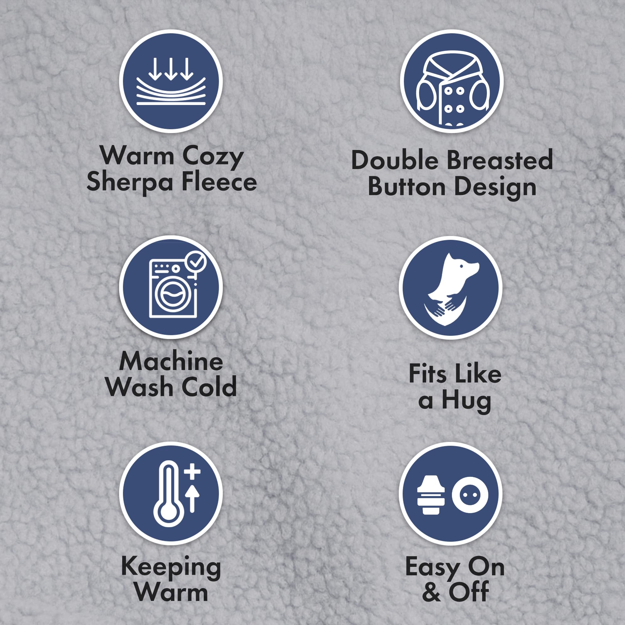 Spark Paws double-breasted buttons adjust fit for different sizes.