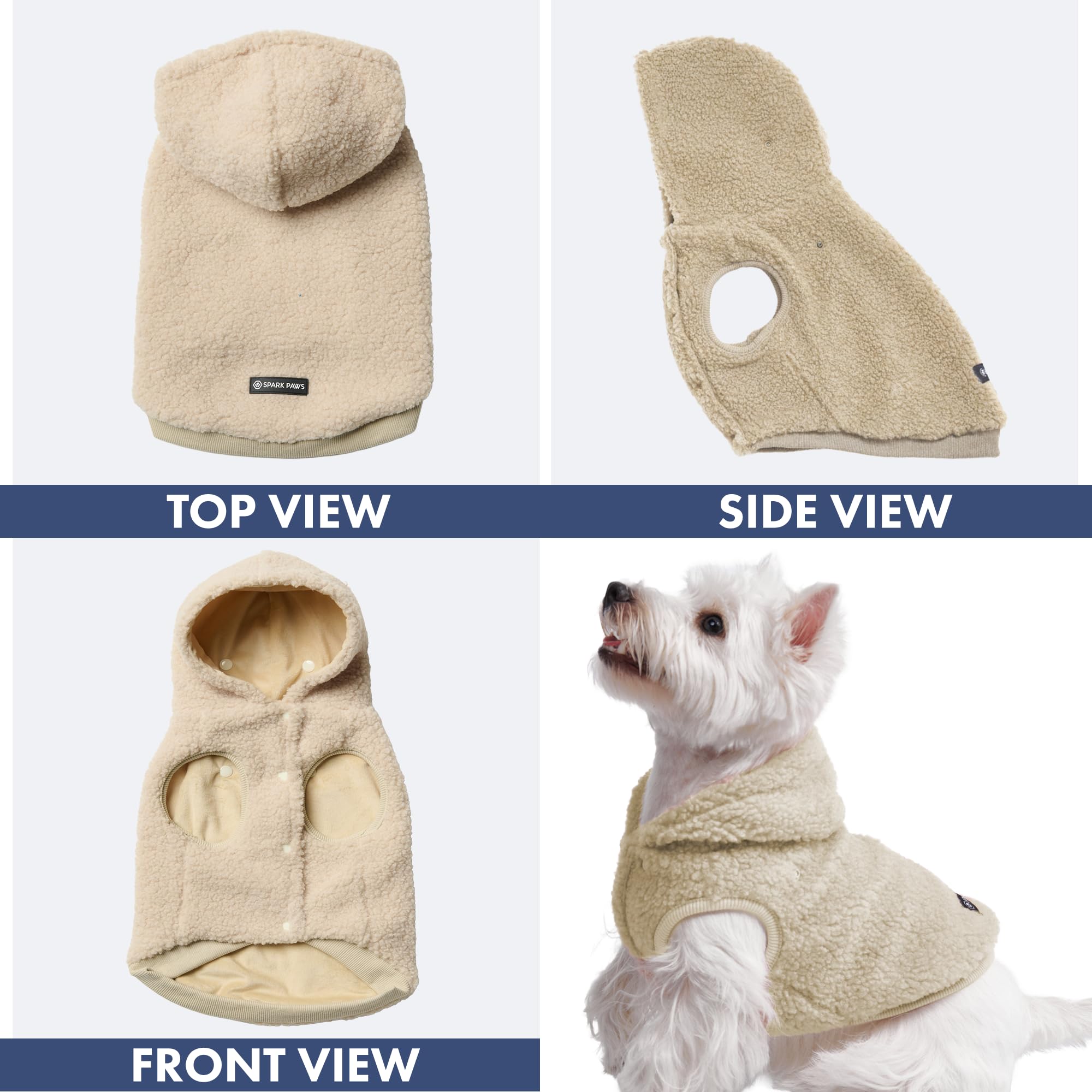 Spark Paws dog jacket leash-harness opening enables easy leash use