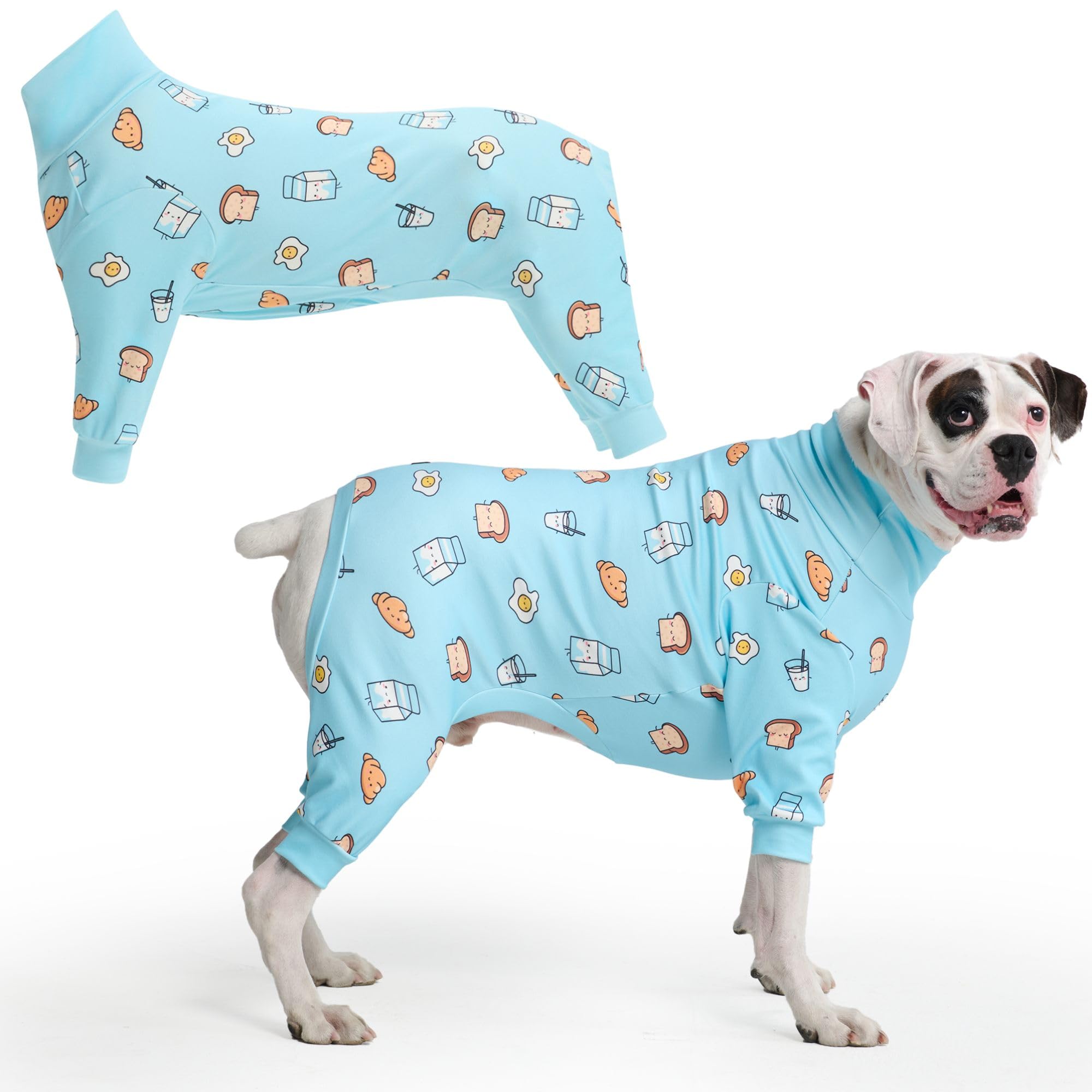 Spark Paws dog pajama fabric closeup shows ultra-soft 4-way stretch comfort