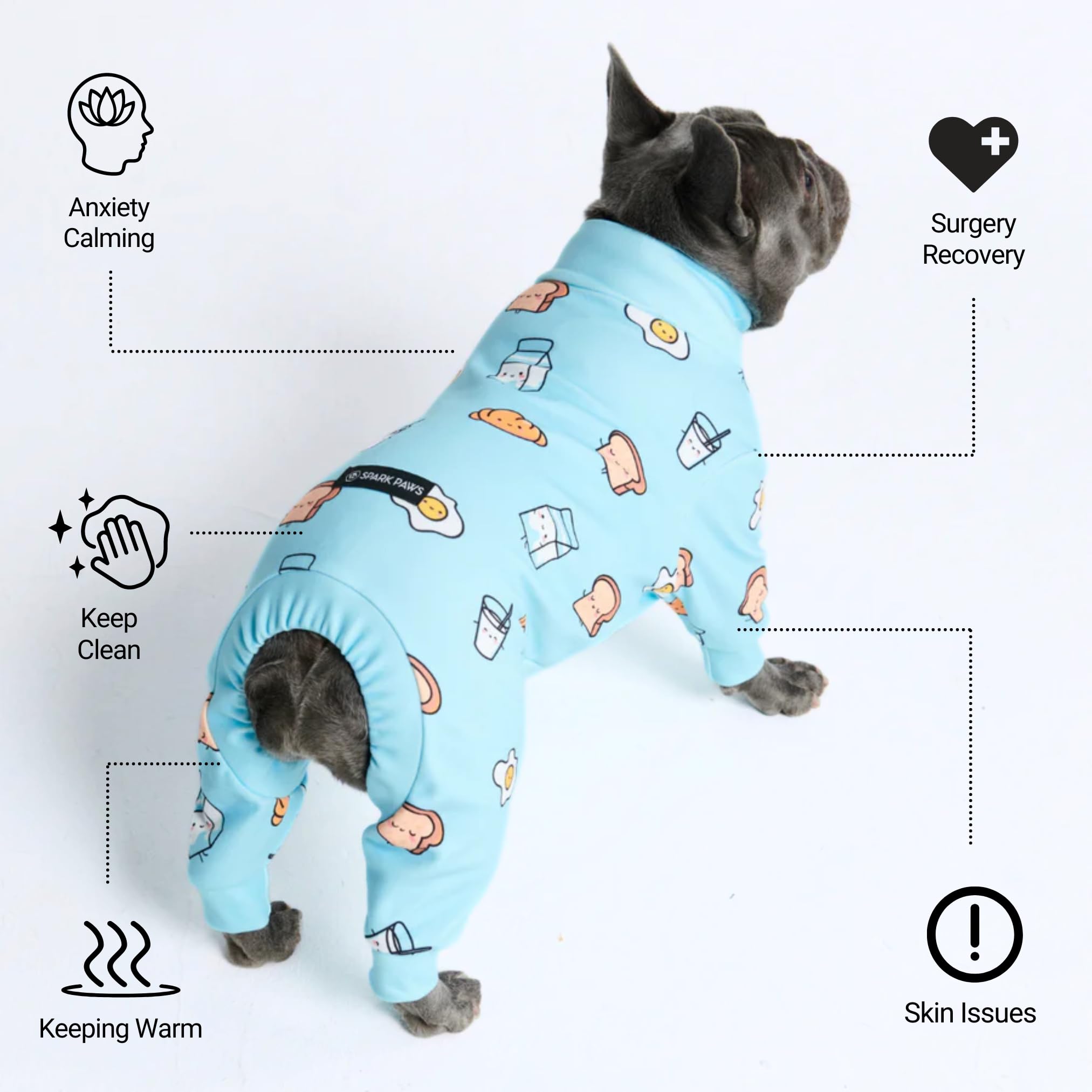 Spark Paws dog pajama hug-like interior close-up demonstrating calming, secure feeling.