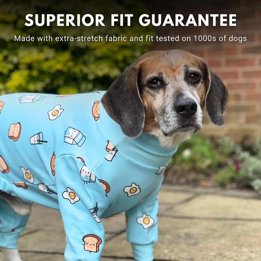 Spark Paws dog pajama rear-cut design enabling easy potty breaks.