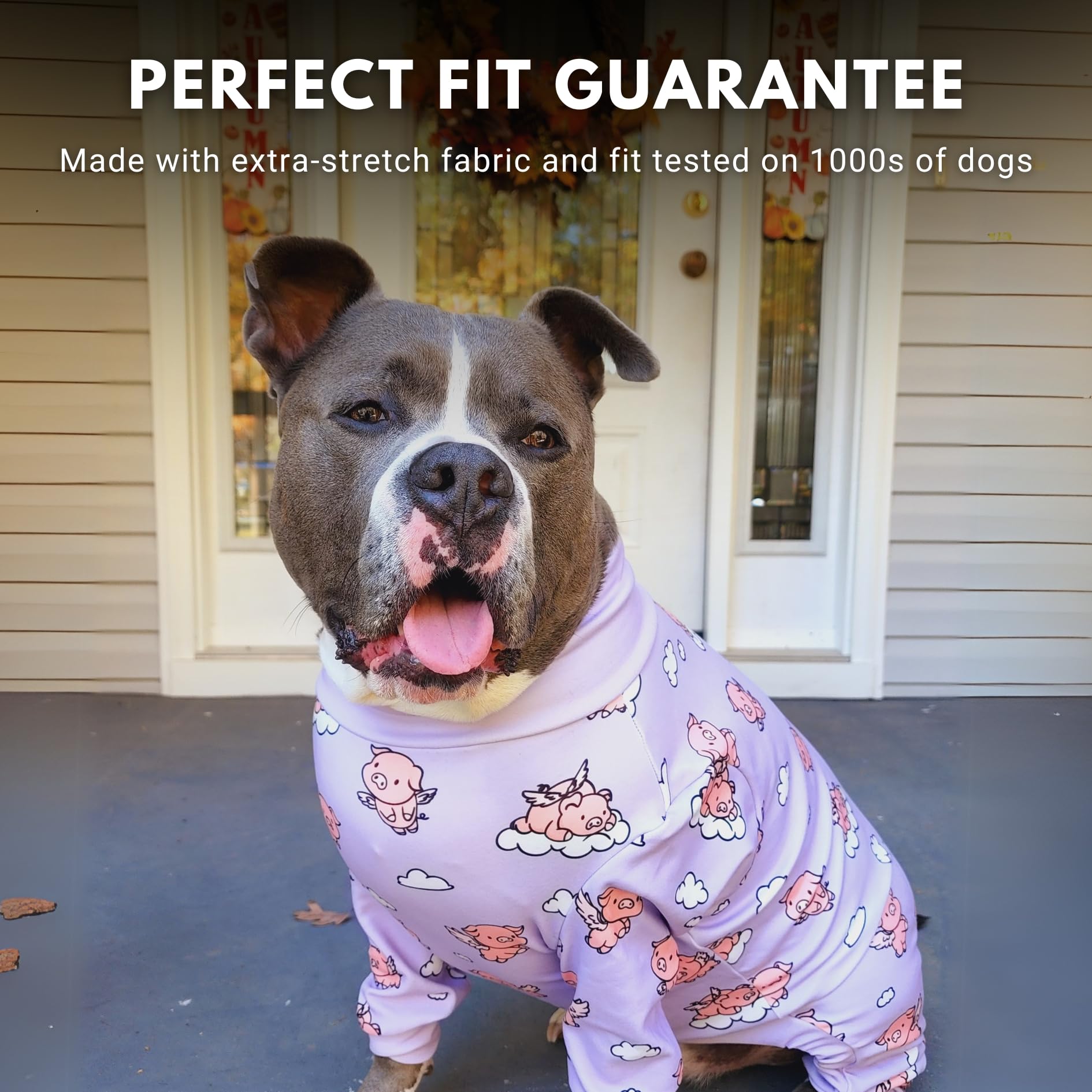Spark Paws dog pajama rear-cut-out closeup emphasizes easy potty breaks