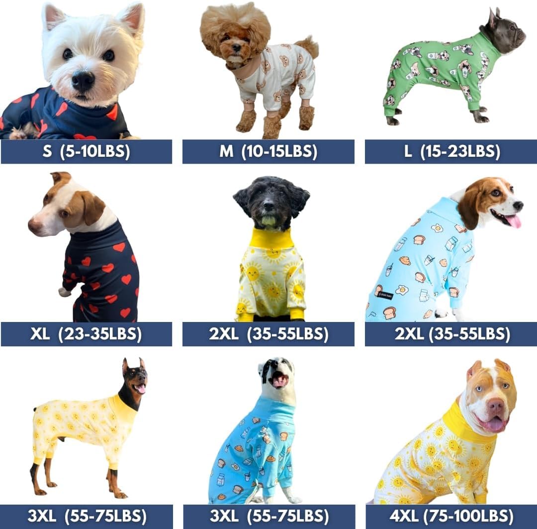Spark Paws dog pajama side view showing 4-way stretch for flexible movement